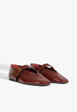 Courtney Buckle Patent Flat