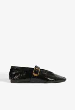 Courtney Buckle Patent Flat