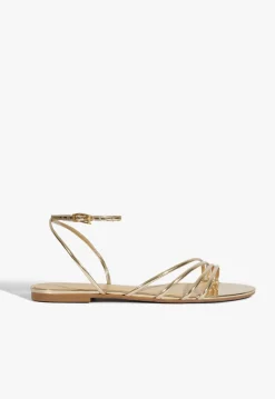 Inez Gold Leather Flat Sandal
