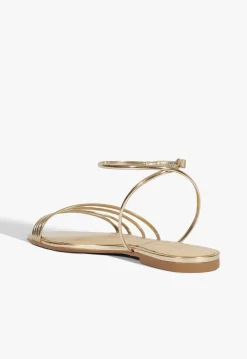 Inez Gold Leather Flat Sandal
