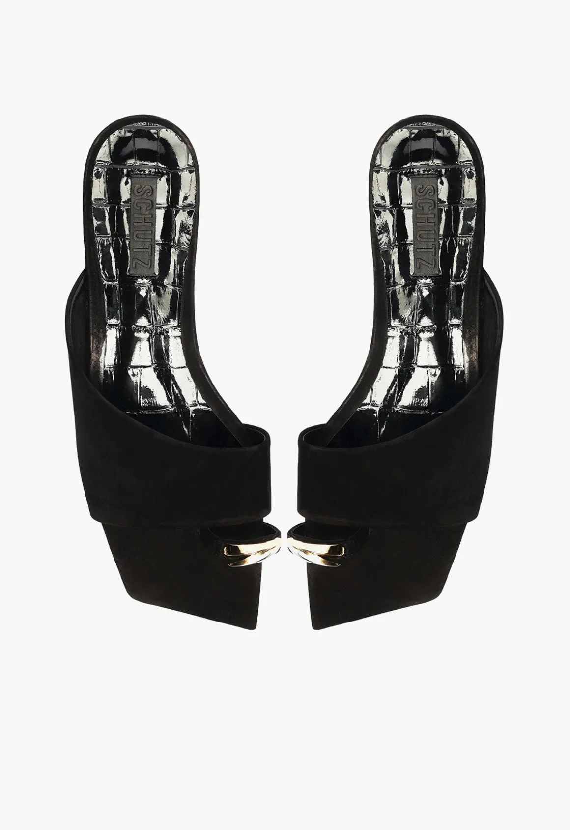 Jodie Black Leather Flat Sandal