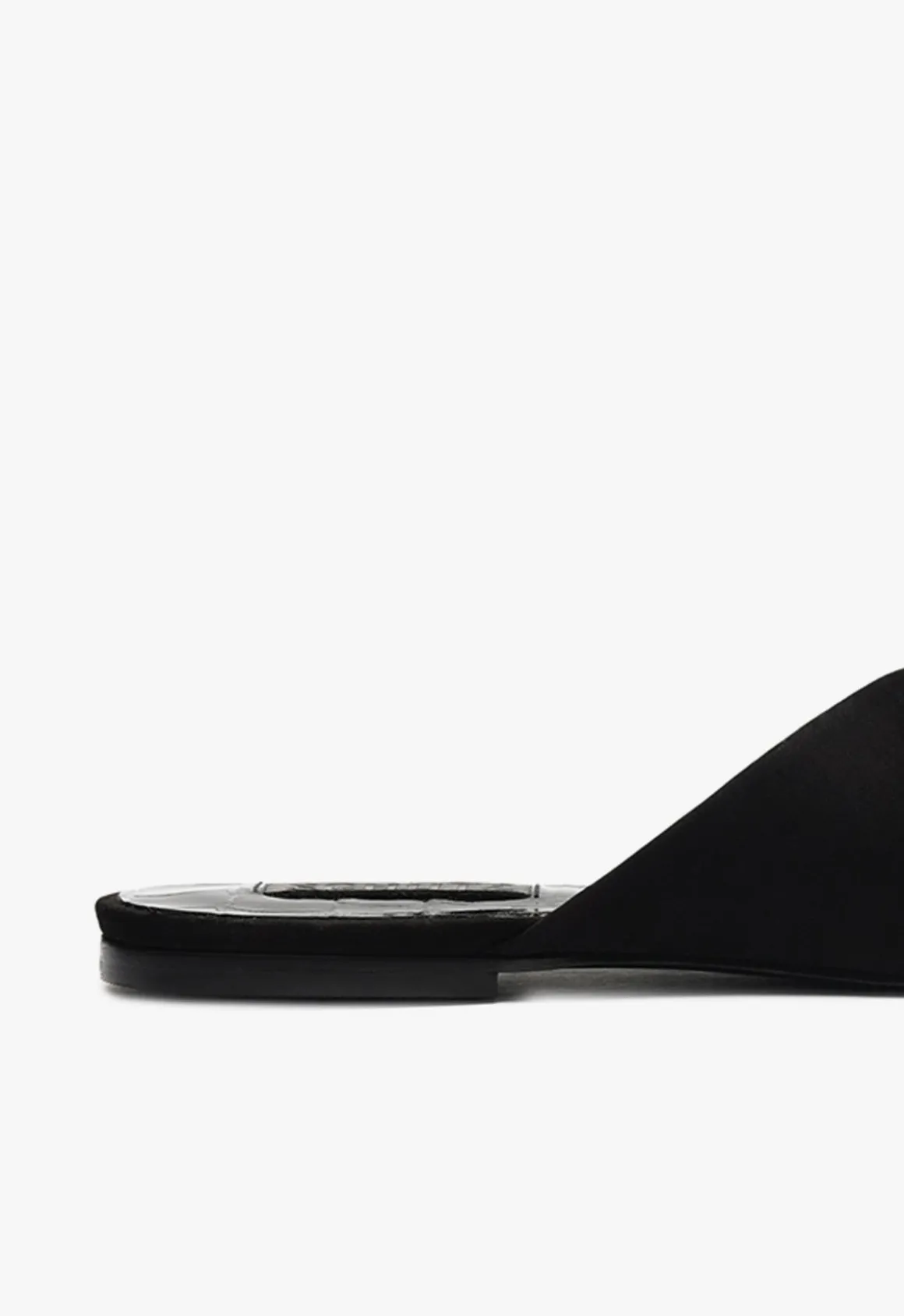 Jodie Black Leather Flat Sandal