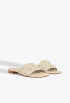 Juliet White Leather Flat Sandal