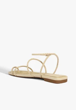 Kaya Beige Leather Flat Sandal