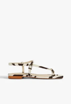 Lisa Animal Print Leather Flat Sandal