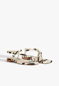 Lisa Animal Print Leather Flat Sandal