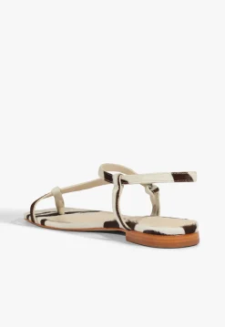Lisa Animal Print Leather Flat Sandal