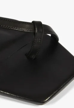 Lisa Black Leather Flat Sandal