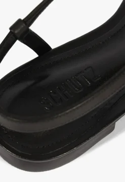 Lisa Black Leather Flat Sandal