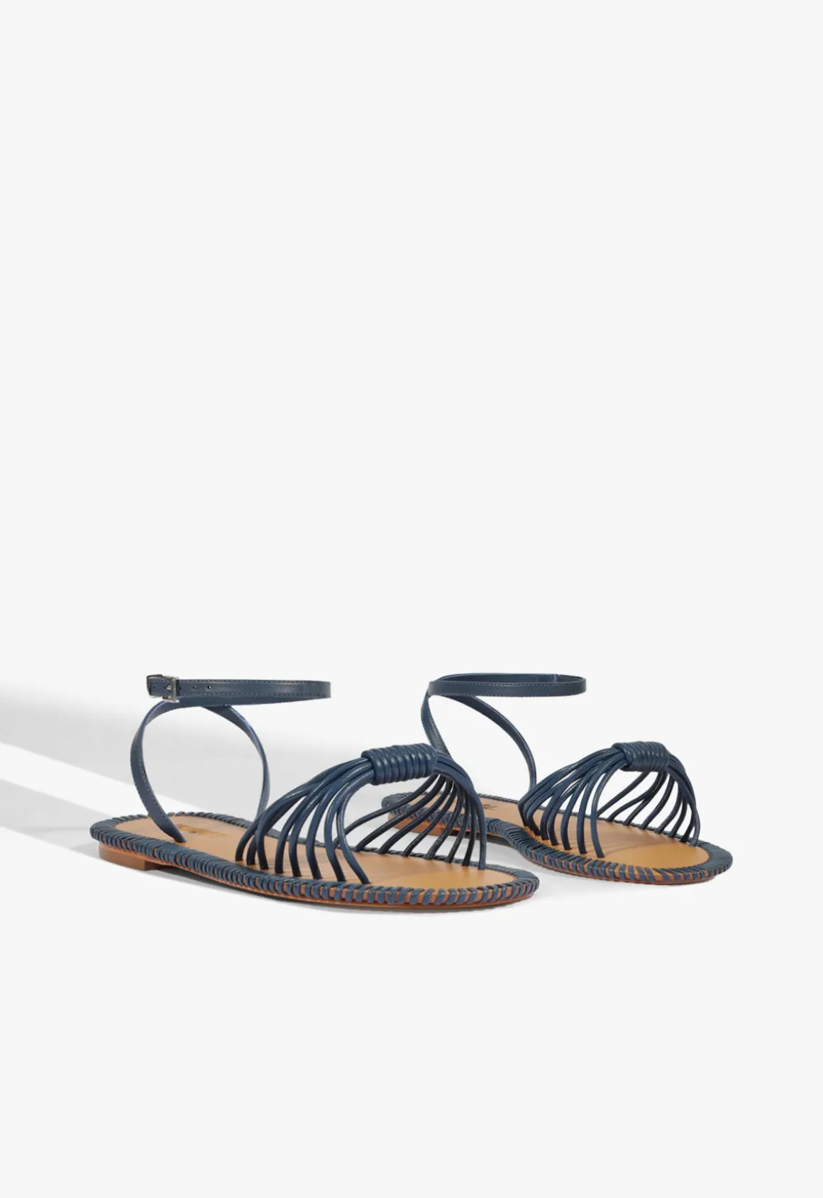 Livia Blue Leather Flat Sandal
