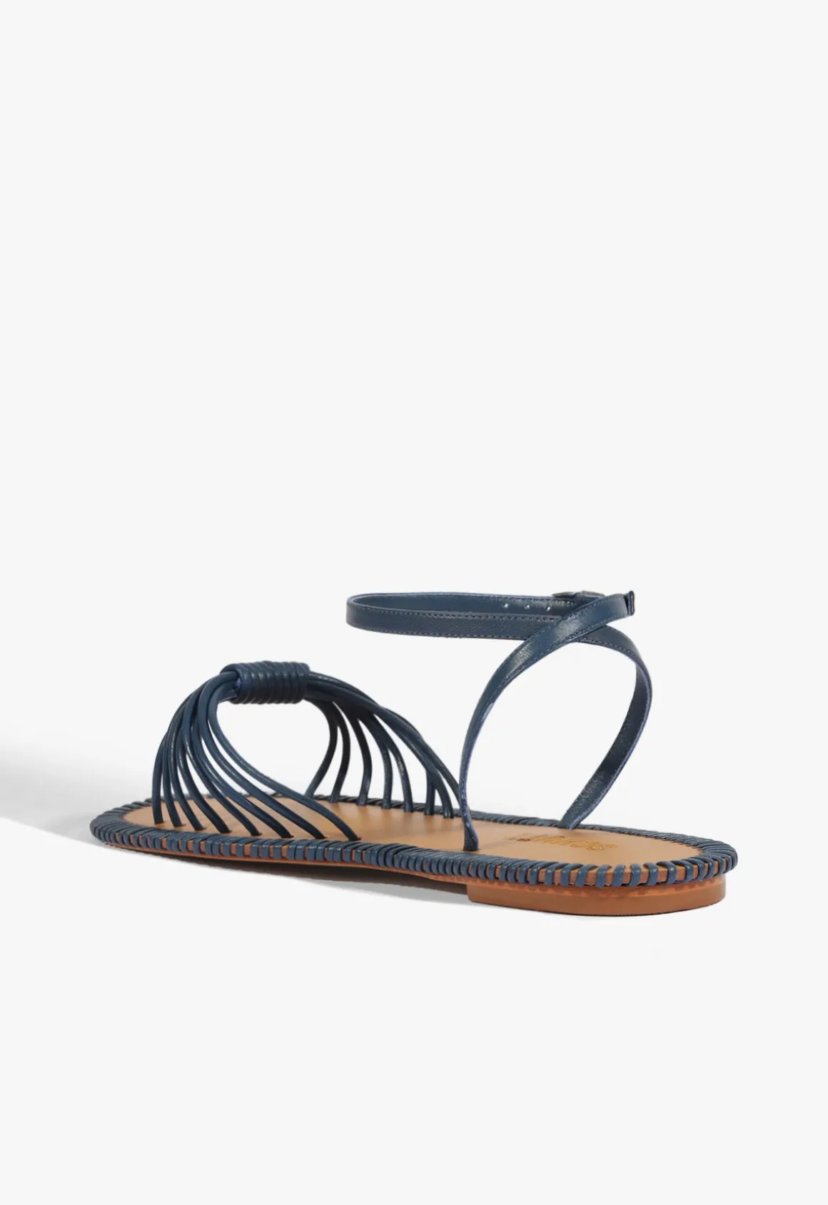 Livia Blue Leather Flat Sandal