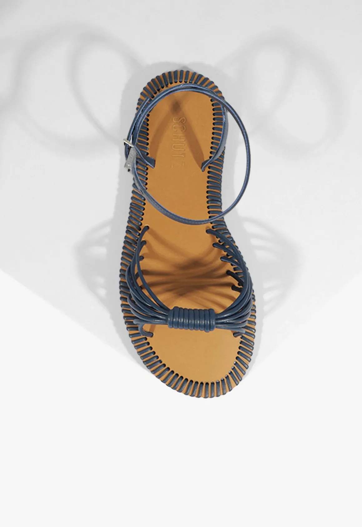 Livia Blue Leather Flat Sandal