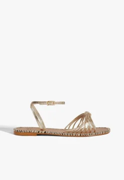 Livia Gold Leather Flat Sandal