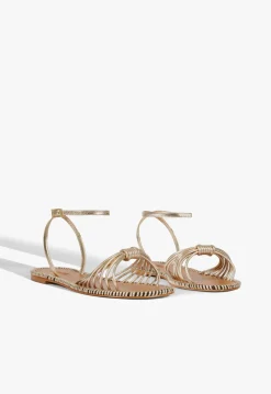Livia Gold Leather Flat Sandal
