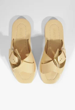 Lois Beige Leather Flat Sandal