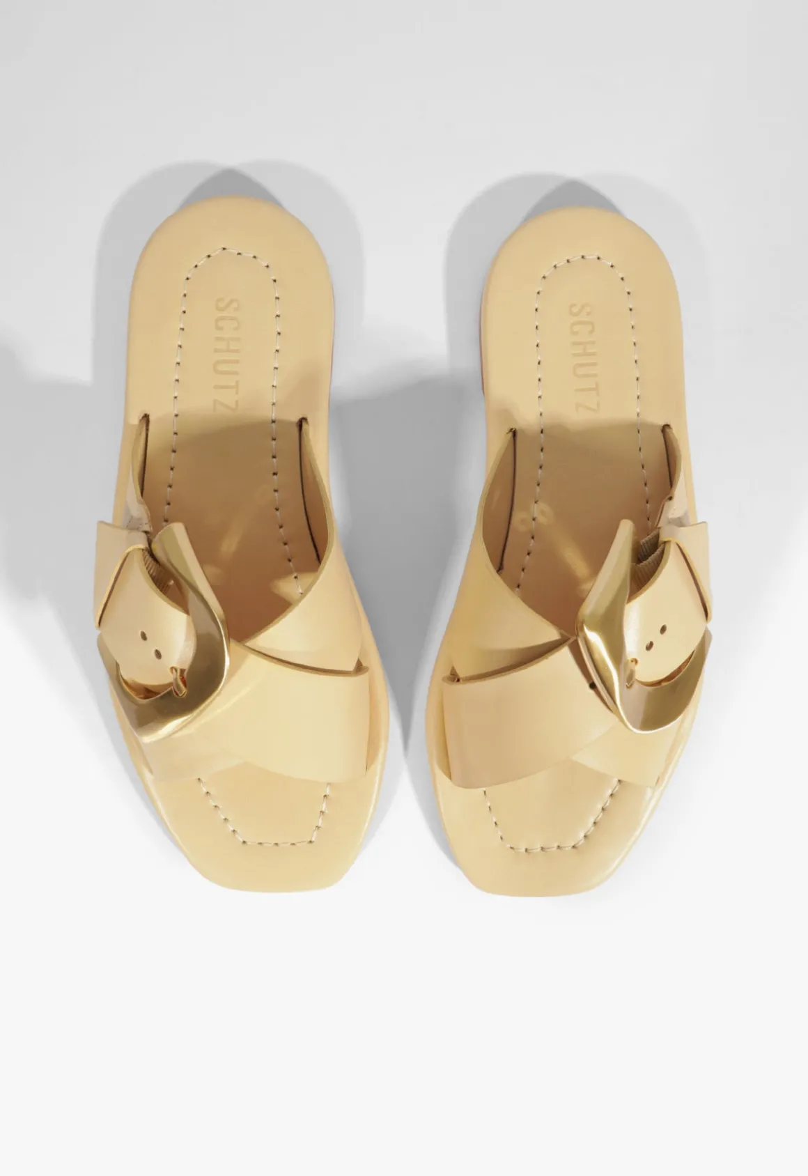 Lois Beige Leather Flat Sandal