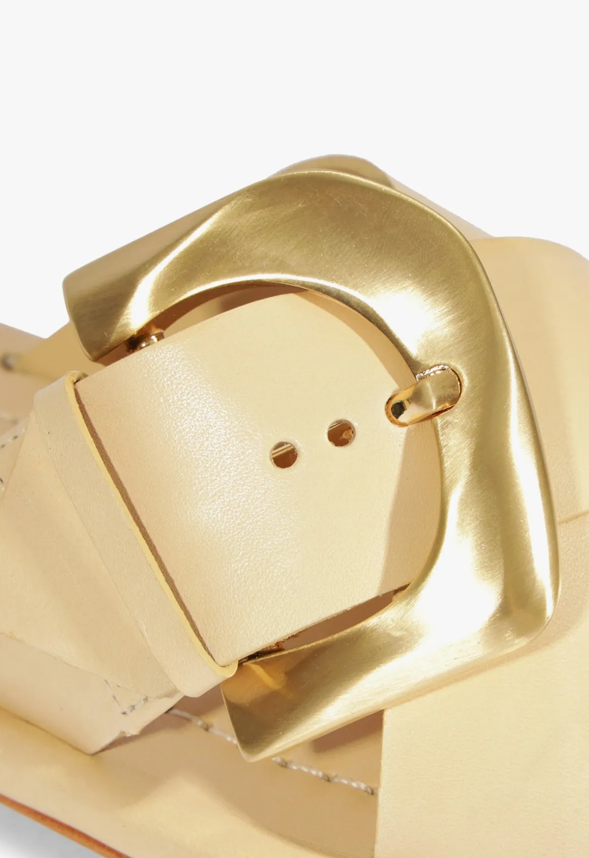 Lois Beige Leather Flat Sandal