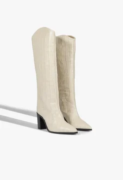 Maryana Block Crocodile-Embossed Leather Boot
