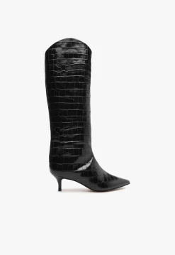 Maryana Lo Crocodile-Embossed Leather Boot