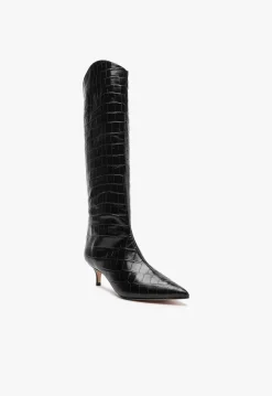 Maryana Lo Crocodile-Embossed Leather Boot