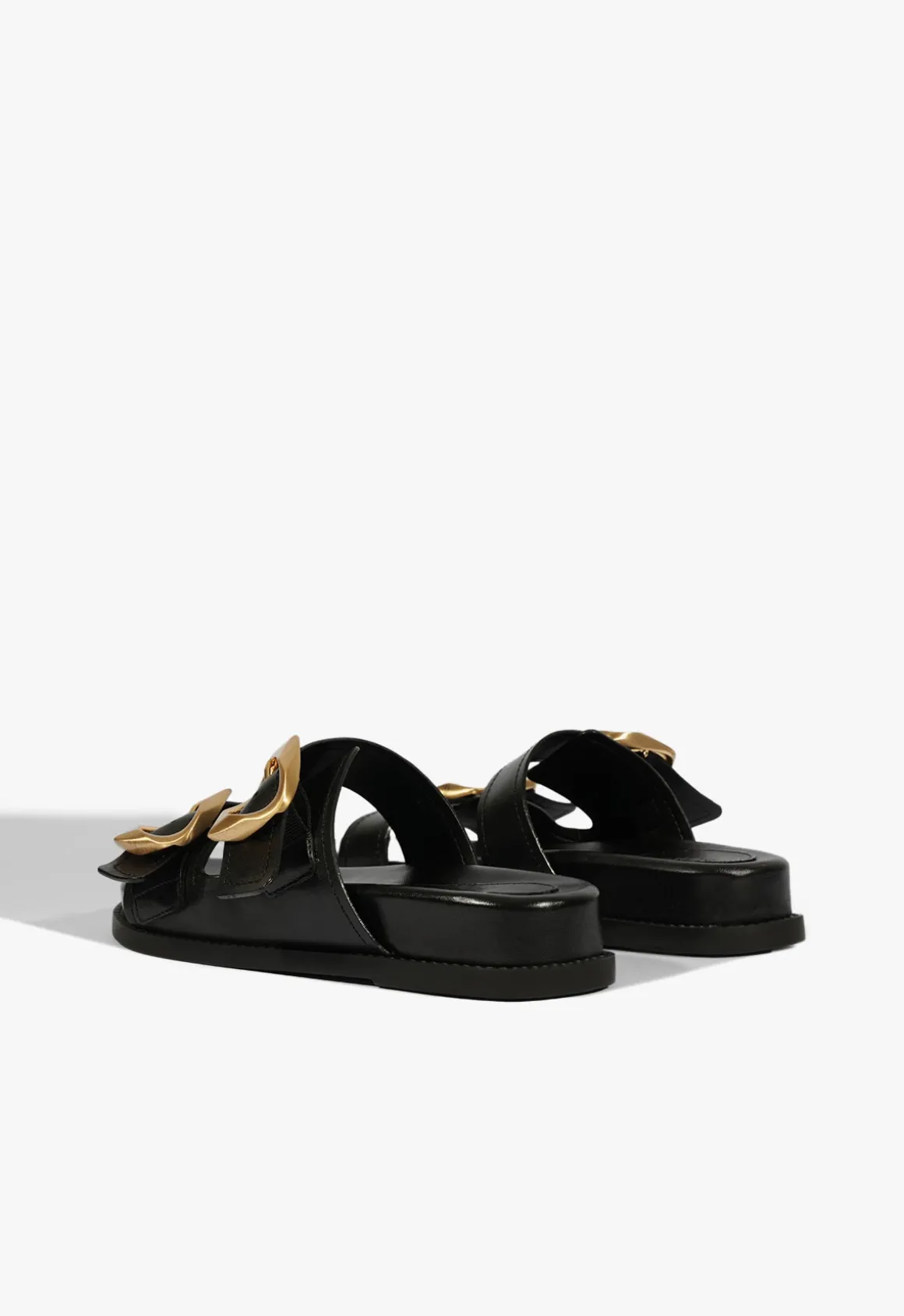 Olga Black Leather Sporty Sandal