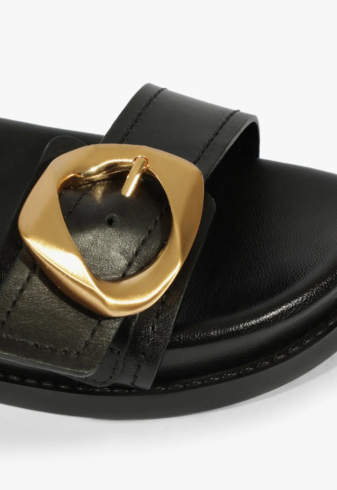 Olga Black Leather Sporty Sandal