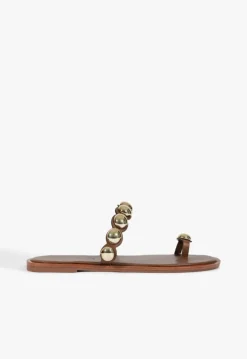 Romy Brown Leather Flat Sandal