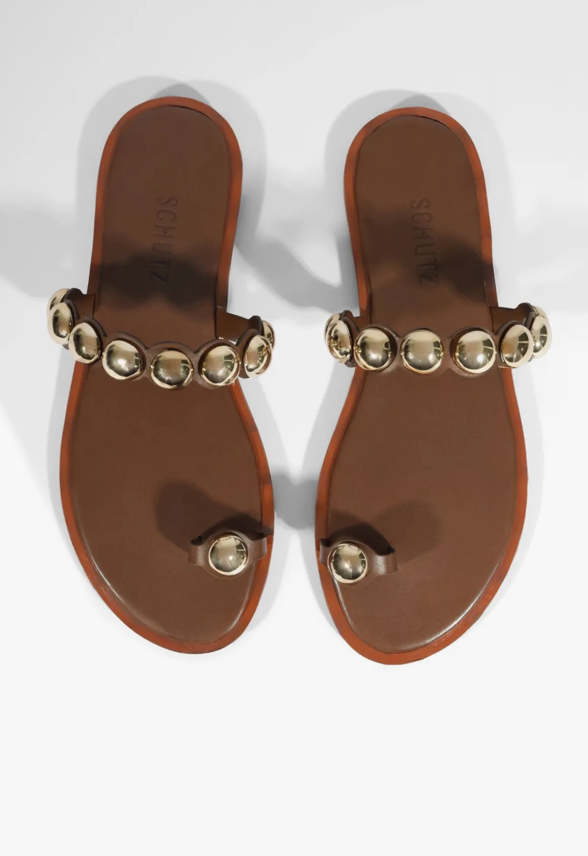 Romy Brown Leather Flat Sandal
