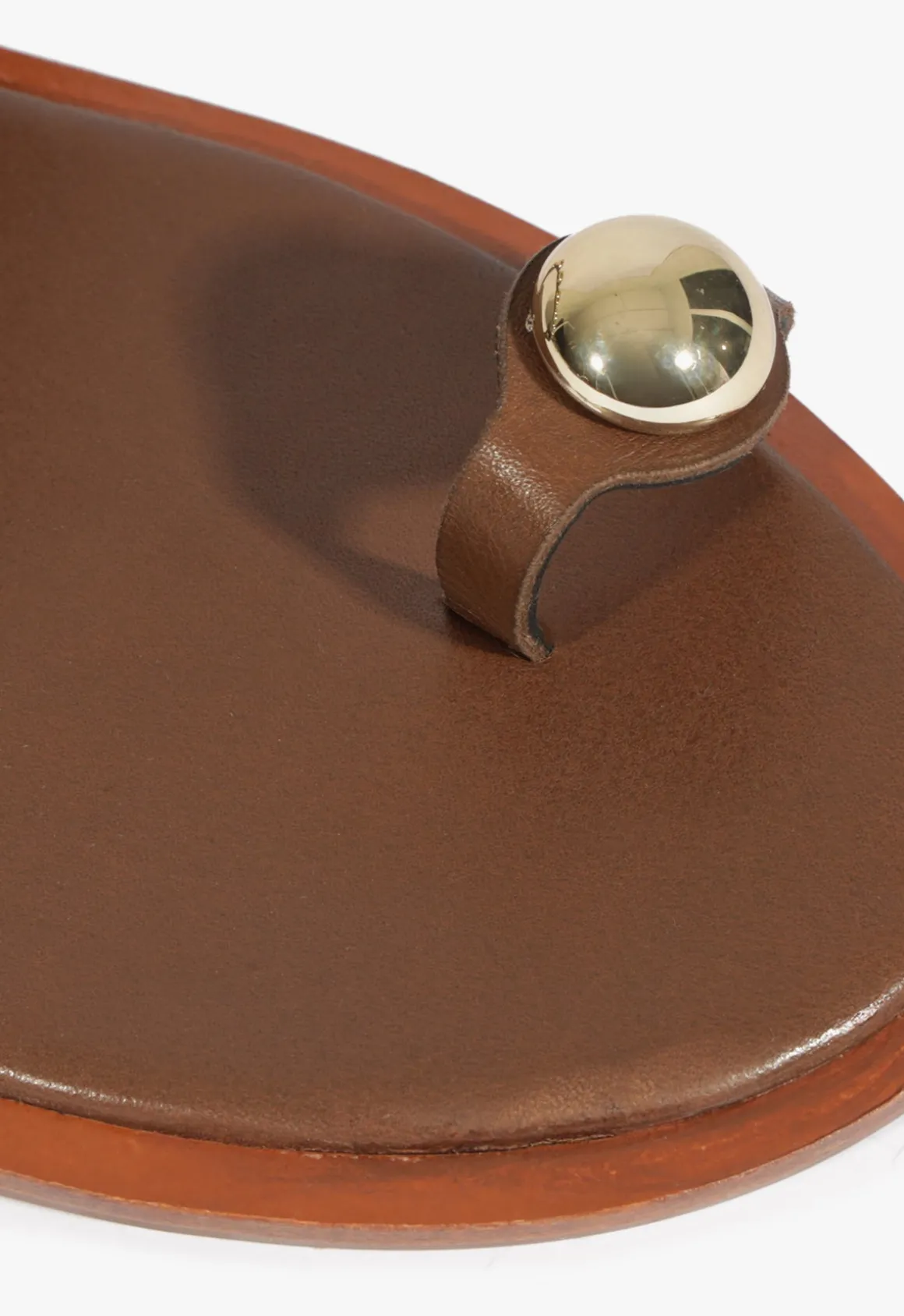 Romy Brown Leather Flat Sandal