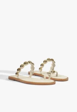 Romy White Leather Flat Sandal