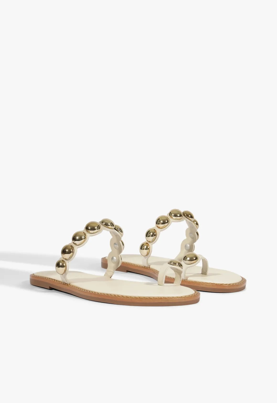 Romy White Leather Flat Sandal
