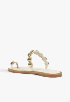 Romy White Leather Flat Sandal