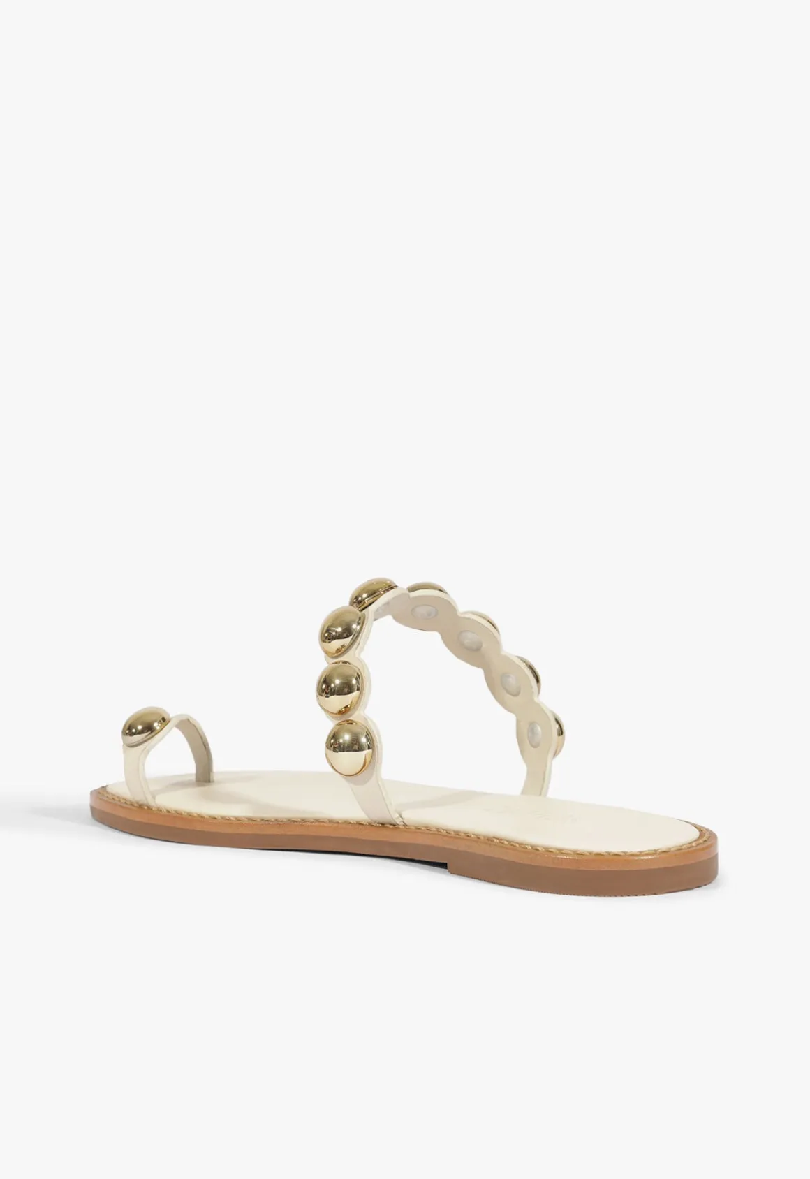 Romy White Leather Flat Sandal