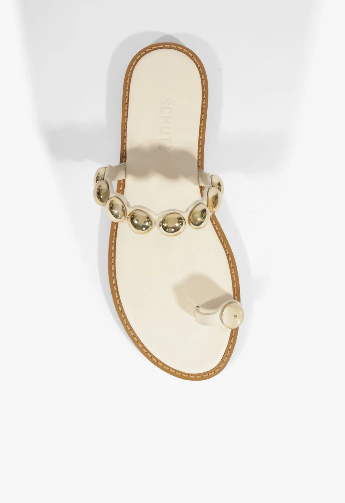Romy White Leather Flat Sandal
