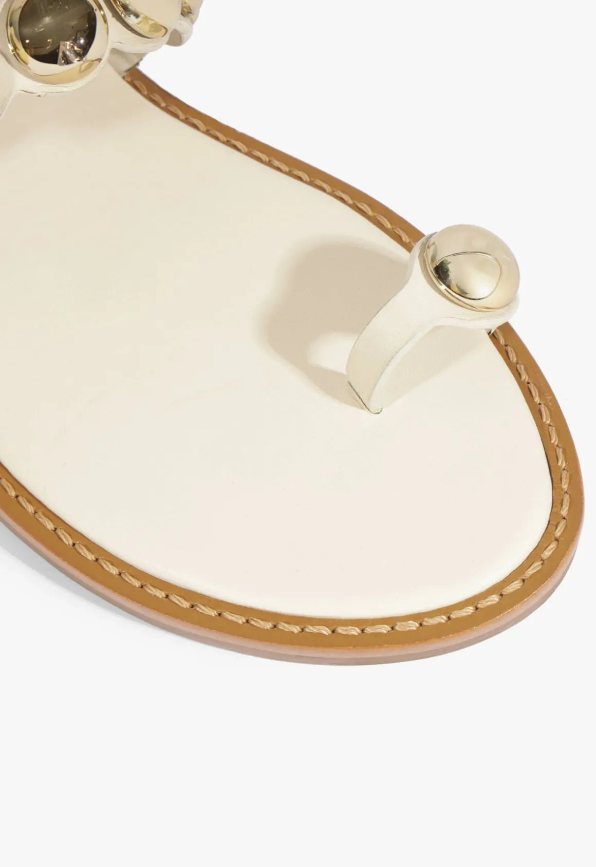 Romy White Leather Flat Sandal
