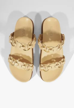 Selina Beige Leather Sporty Sandal