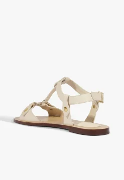 Stevie White Leather Flat Sandal
